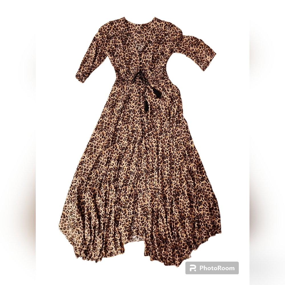 Jaase Leopard Print Maxi Dress in Brown and Black